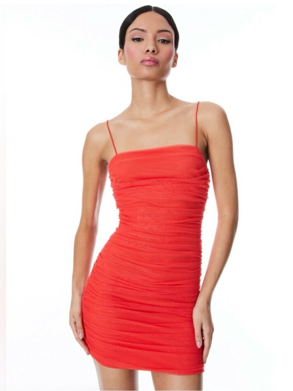 NWT Alice & Olivia Red Mini Dress ~ Ruched Mesh Tulle ~ Cocktail Homecoming ~ 10